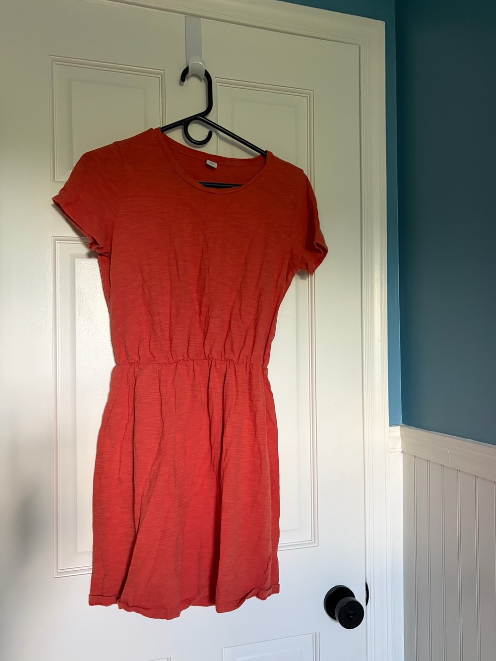 Old Navy Short-Sleeve Mini Dress in Coral Orange